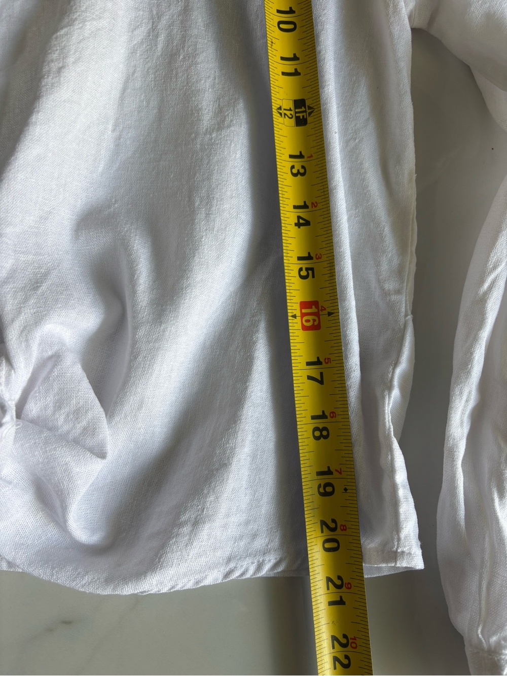 Ellen Tracy White Linen Blend Tie Front Shirt Blouse Long Sleeve Button Up Sz M - Picture 7 of 10